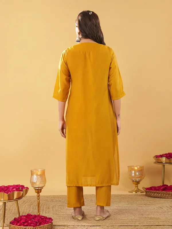 Mustard_Embroidered_Silk_Blend_Kurta_with_Pant_and_Dupatta(Set_of_3)