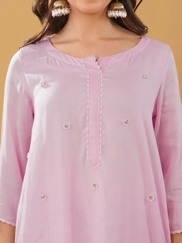 Pink_Embroidery_Short_Kurta_with_Tulip_Pant_and_Dupatta(Set_of_3)