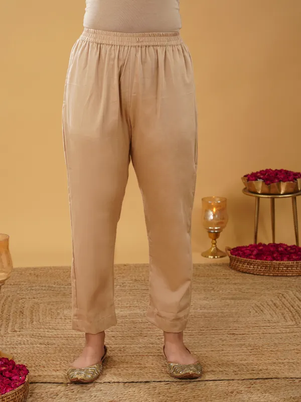 Beig_Embroidery_Kurta_with_Pant_(Set_of_2)