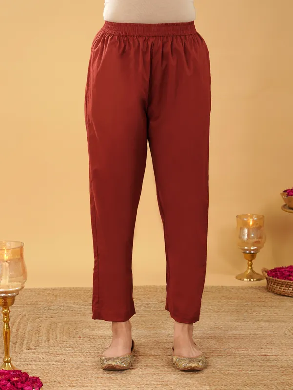 Red_Heavy_Embroidered_Lace_Festive_Kurta_with_Pant_(set_of_2)