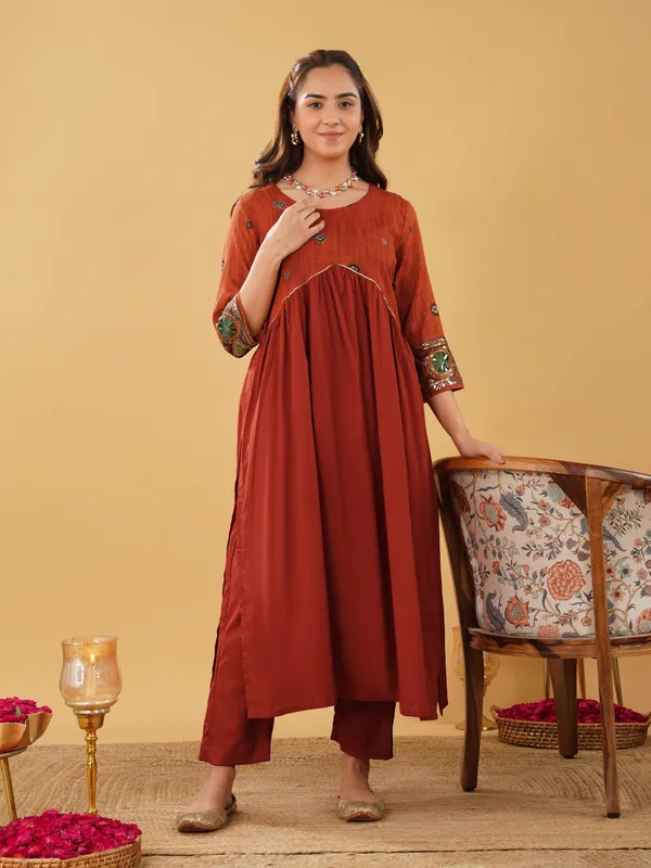 Rust_Red_Anarkali_with_Pant_(set_of_2)