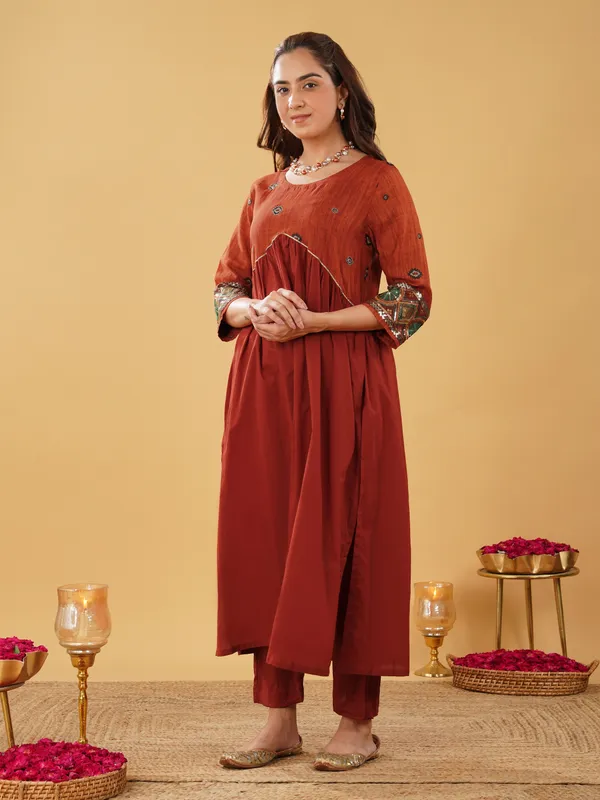 Rust_Red_Anarkali_with_Pant_(set_of_2)