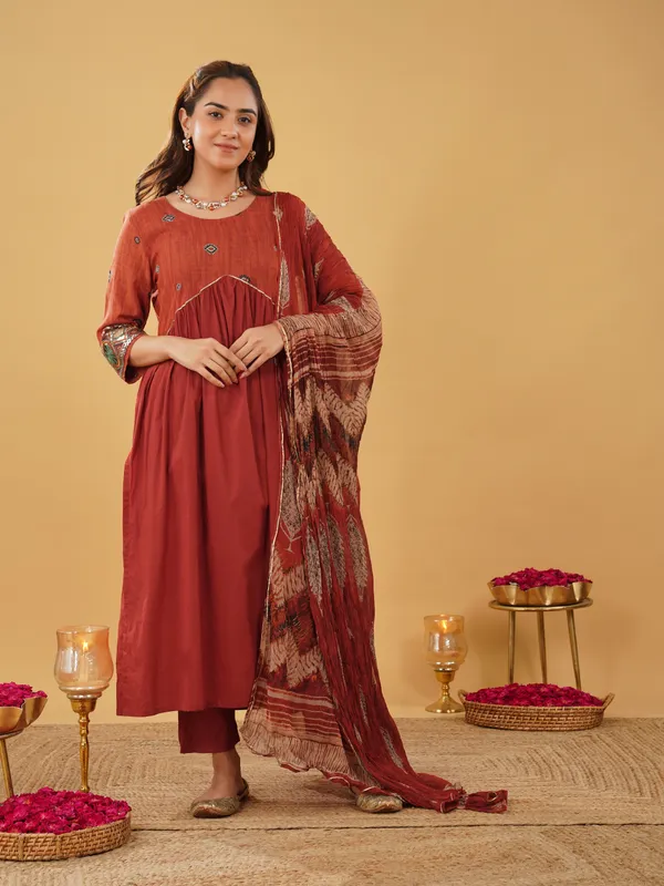 Rust_Red_Anarkali_with_Pant_and_Gorgeous_Chiffon_Dupatta(set_of_2)