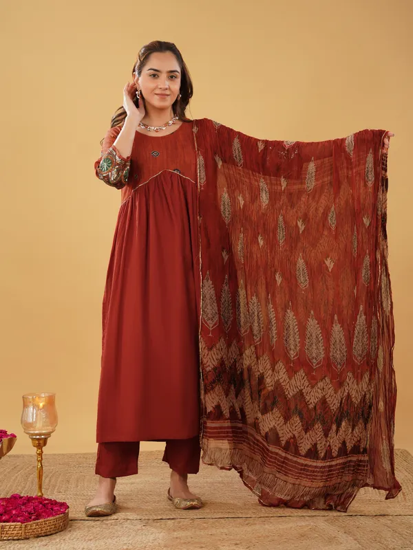 Rust_Red_Anarkali_with_Pant_and_Gorgeous_Chiffon_Dupatta(set_of_2)