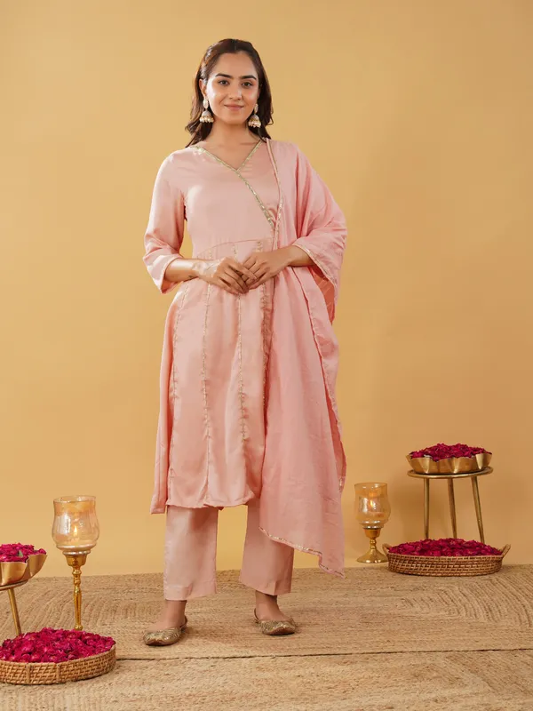 Women_Gorgeous_Peach_Silk_Blend_Anarkali_with_Pant_and_Kota_Dupatta(Set_of_3)