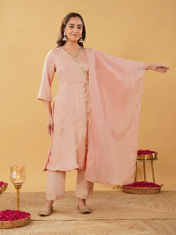 Women_Gorgeous_Peach_Silk_Blend_Anarkali_with_Pant_and_Kota_Dupatta(Set_of_3)