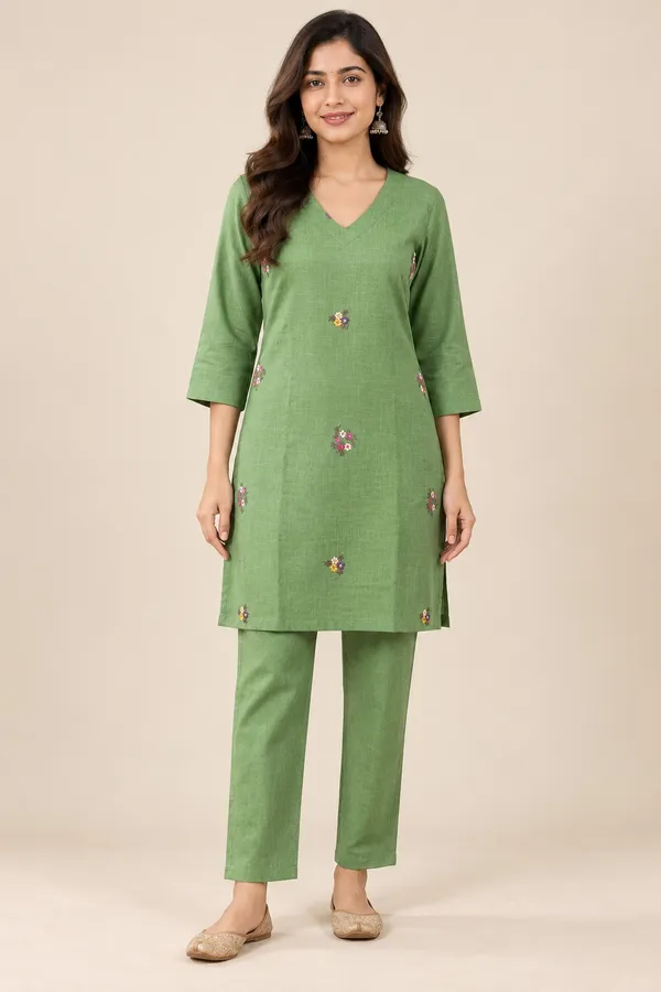 Green_Embroidered_Motif_Kurta_set