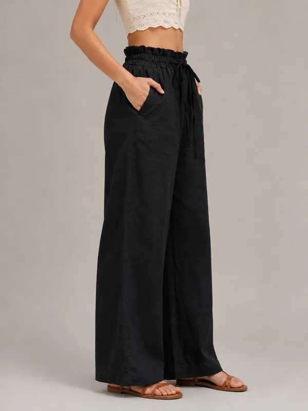 Women's_Black_High-Rise_Paperbag_Waist_Wide_Leg_Office_&_Casual_Trousers