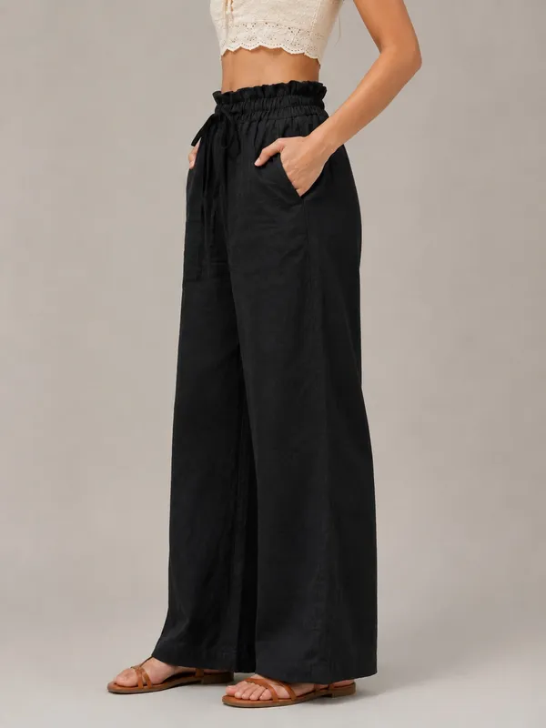 Women's_Black_High-Rise_Paperbag_Waist_Wide_Leg_Office_&_Casual_Trousers