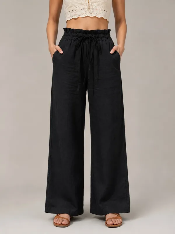 Women's_Black_High-Rise_Paperbag_Waist_Wide_Leg_Office_&_Casual_Trousers