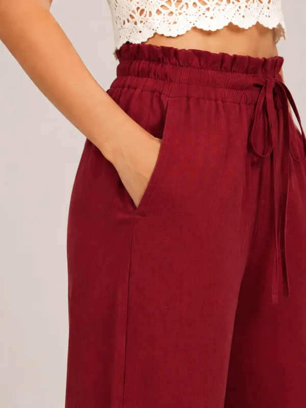Women's_Merlot_High-Rise_Paperbag_Cotton_Wide_Leg_Trousers