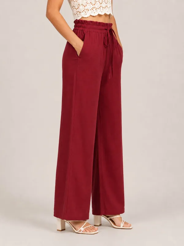 Women's_Merlot_High-Rise_Paperbag_Cotton_Wide_Leg_Trousers