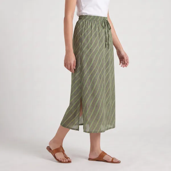 Green_Printed_Chiffon_Skirt