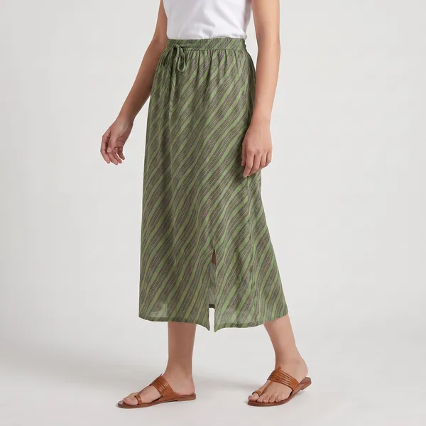 Green_Printed_Chiffon_Skirt