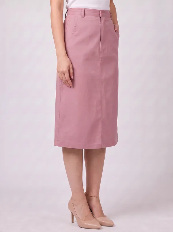 Zuri_Rose_Pink_Casual_Midi_Skirt