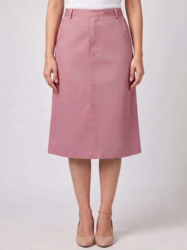 Zuri_Rose_Pink_Casual_Midi_Skirt
