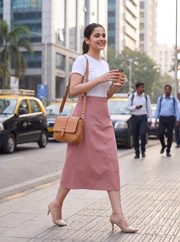 Zuri_Rose_Pink_Casual_Midi_Skirt