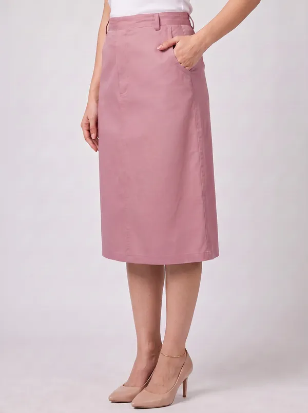 Zuri_Rose_Pink_Casual_Midi_Skirt