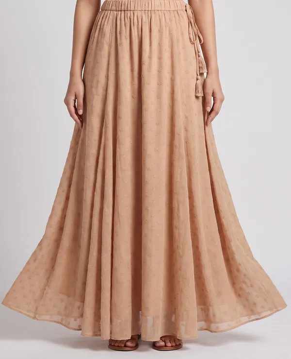 Peach_embroidered_Skirt
