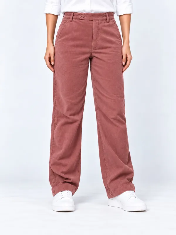 ZURI_Women_Dusty_Pink_100%_Cotton_Corduroy_Relaxed_Fit_Trousers