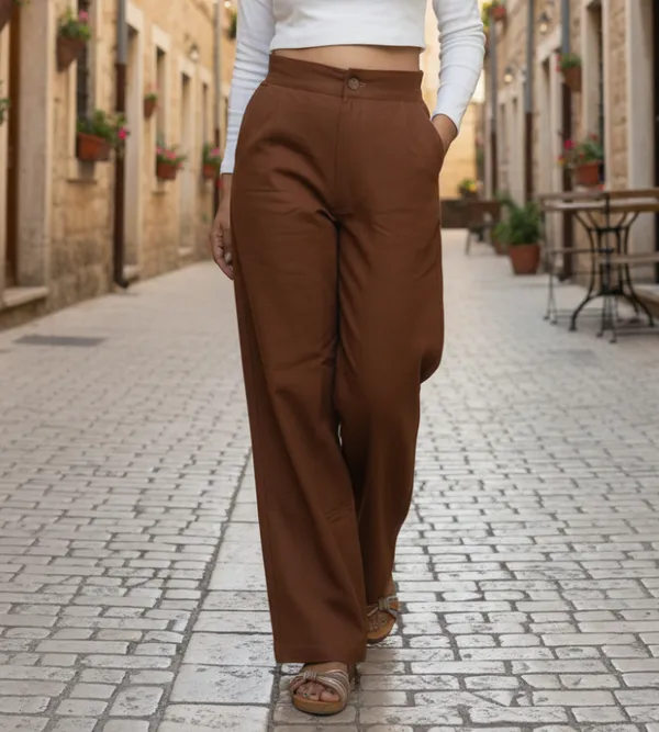 Brown_Cotton_High-Rise_Straight_Leg_Trousers_For_Women