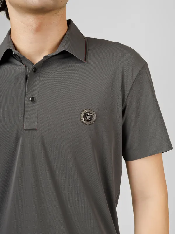 Dark_Grey_stichless_nylon_Sleeve_Classic_Fit_Textured_Polo_T-Shirt_For_Men