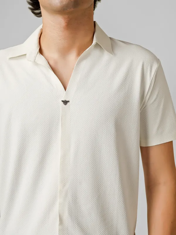 White_Nylon__V-Neck_Seamless_T-Shirt__For_Men