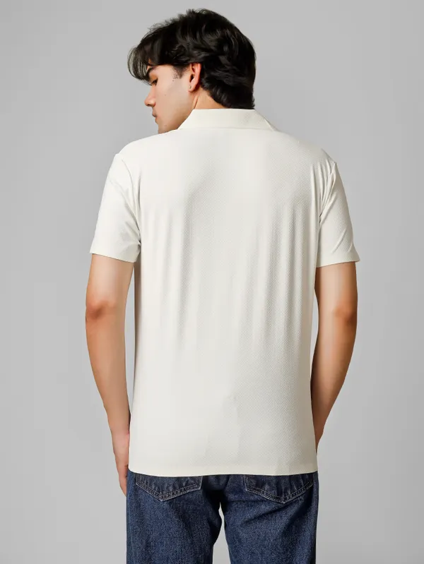 White_Nylon__V-Neck_Seamless_T-Shirt__For_Men
