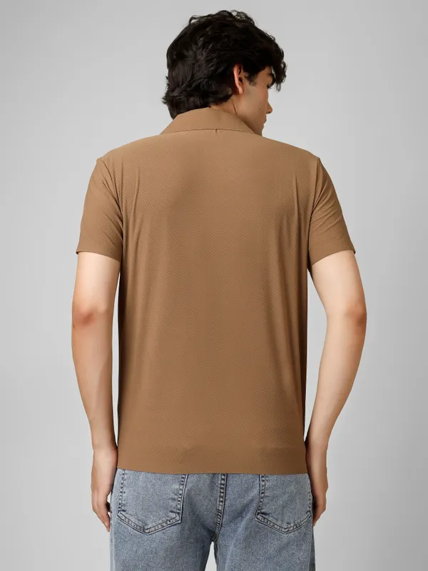 Brown_Cotton_V-Neck_Seamless_T-Shirt__For_Men