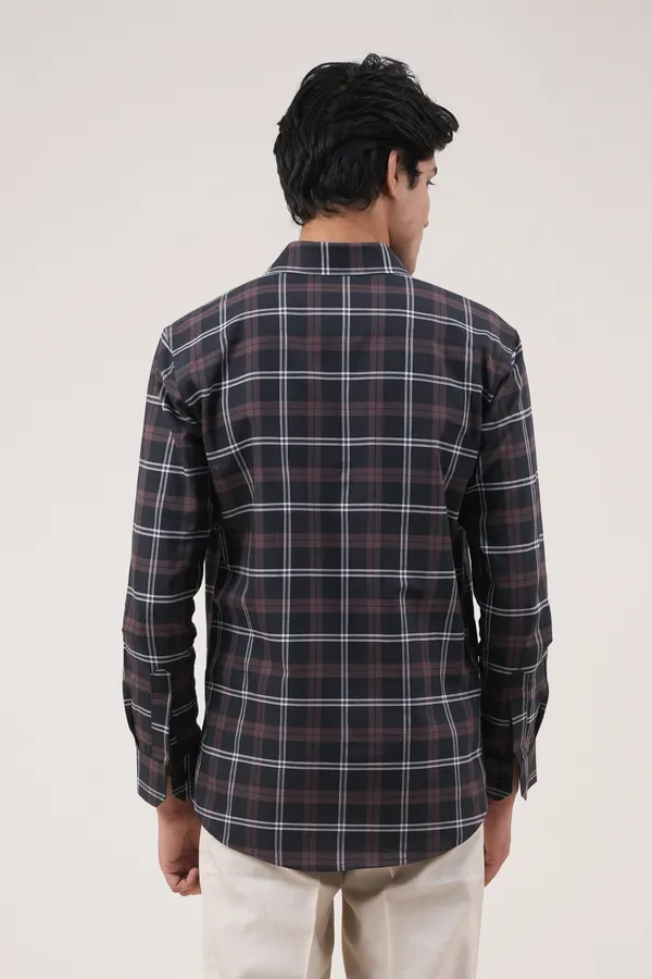 Black_Cotton__Full_Sleeves_Spread_Collar_Classic_Fit_Checkered_Shirt_For_Men