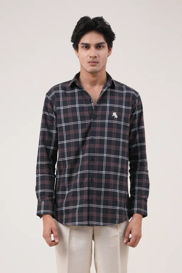 Black_Cotton__Full_Sleeves_Spread_Collar_Classic_Fit_Checkered_Shirt_For_Men