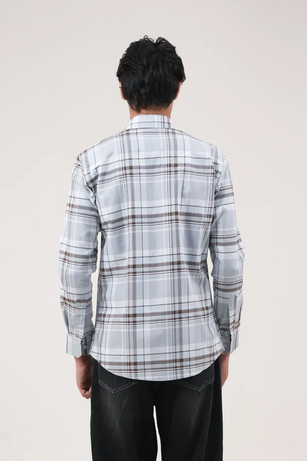 Sky_Blue_&_Black_Cotton__Full_Sleeves_Spread_Collar_Classic_Fit_Checkered_Shirt_For_Men