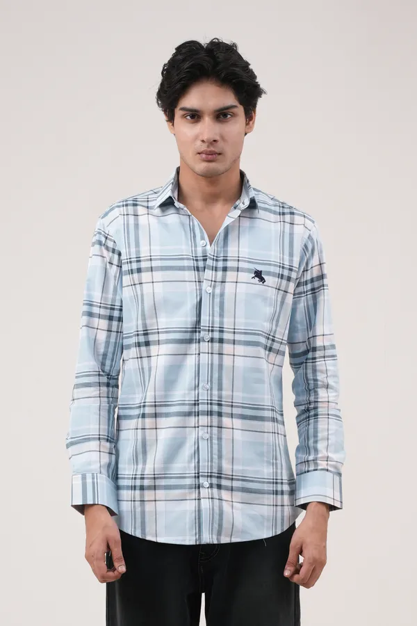 Sky_Blue_&_Black_Cotton__Full_Sleeves_Spread_Collar_Classic_Fit_Checkered_Shirt_For_Men