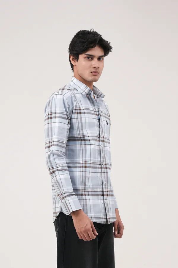 Sky_Blue_&_Black_Cotton__Full_Sleeves_Spread_Collar_Classic_Fit_Checkered_Shirt_For_Men