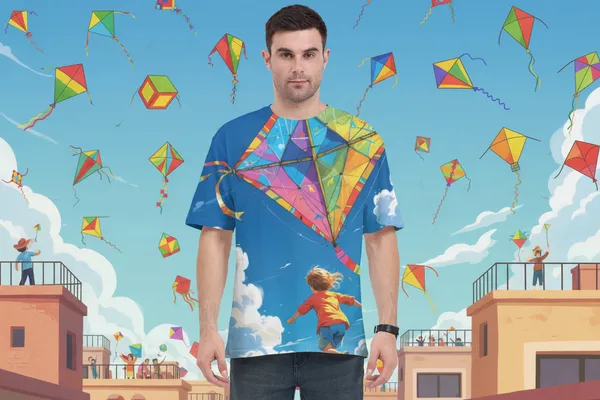 Colorful_Kite_Art_T_Shirt_Sky_Blue_Festival_Inspired_Unisex_Tee_White