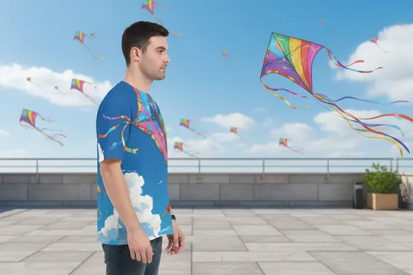 Colorful_Kite_Art_T_Shirt_Sky_Blue_Festival_Inspired_Unisex_Tee_White