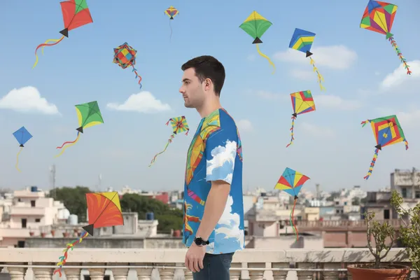 Colorful_Kite_Art_T_Shirt_Sky_Blue_Festival_Inspired_Unisex_Tee_White