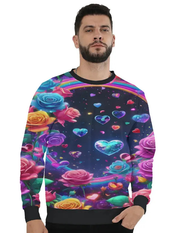 Colorful_Rose_Heart_Sweatshirt_For_Men_Rainbow_Love_Art_Print_White