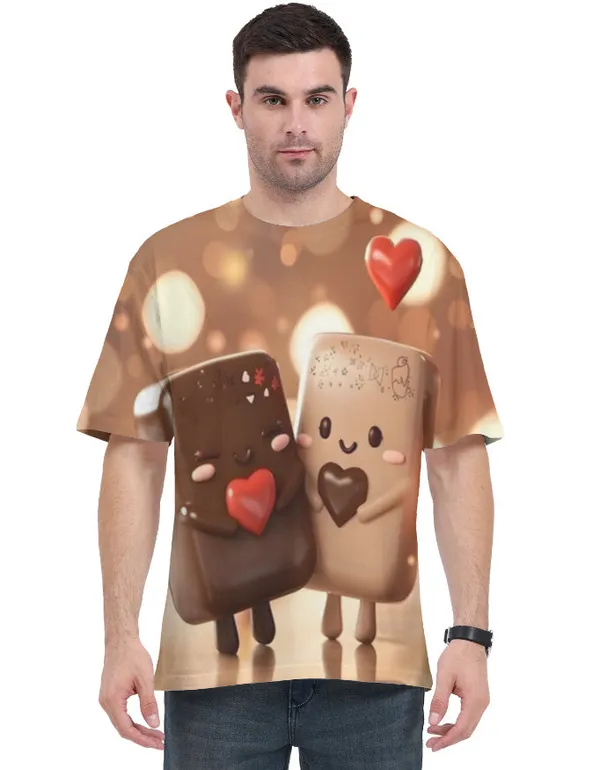 Cute_Couple_Love_T_Shirt_For_Men_Heart_Cartoon_Valentine_Tee_White