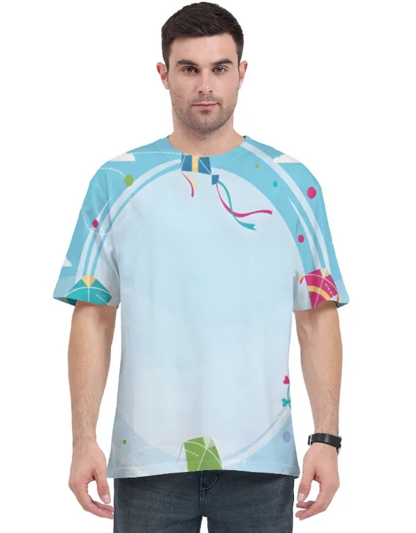 Makar_Sankranti_Kite_Pattern_T_Shirt_Sky_Blue_Festive_Unisex_Tee_White