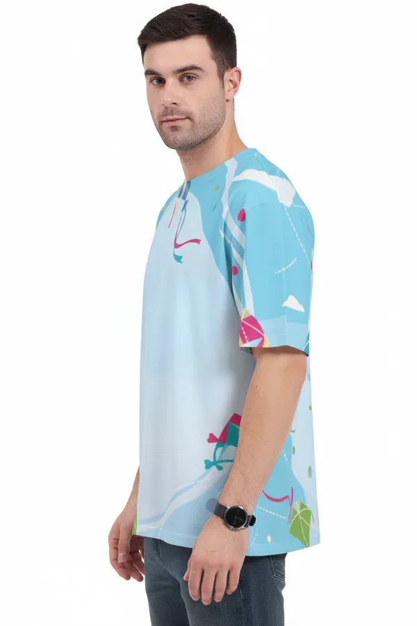 Makar_Sankranti_Kite_Pattern_T_Shirt_Sky_Blue_Festive_Unisex_Tee_White