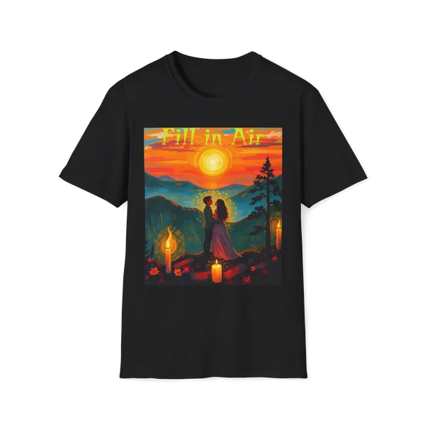 Romantic_Sunset_Couple_Art_T_Shirt_Colorful_Painting_Tee_Black