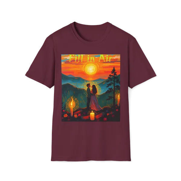 Romantic_Sunset_Couple_Art_T_Shirt_Colorful_Painting_Tee_Maroon