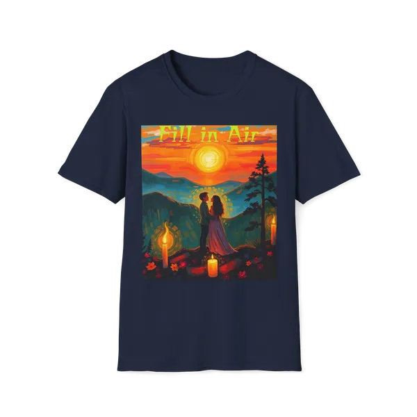 Romantic_Sunset_Couple_Art_T_Shirt_Colorful_Painting_Tee_Navy
