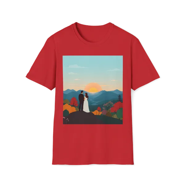 Romantic_Sunset_Couple_Art_T_Shirt_Nature_Adventure_Top_Red