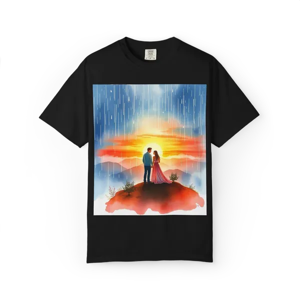 Romantic_Sunset_Couple_T_Shirt_Anniversary_Gift_Tee_Black