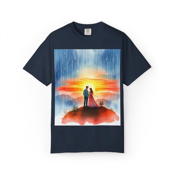 Romantic_Sunset_Couple_T_Shirt_Anniversary_Gift_Tee_Navy