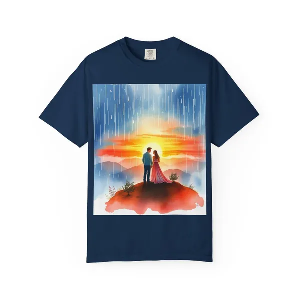 Romantic_Sunset_T_Shirt_Unisex_Summer_Tee_Couple_Gift_Relationship_Keepsake_Anniversary_Apparel_Outdoor_Lover_Shirt_Navy