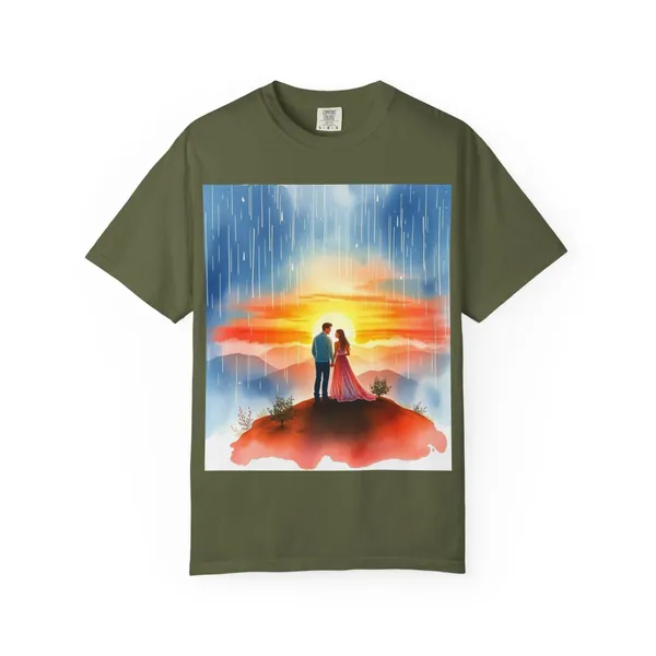 Romantic_Sunset_T_Shirt_Unisex_Summer_Tee_Couple_Gift_Relationship_Keepsake_Anniversary_Apparel_Outdoor_Lover_Shirt_Red