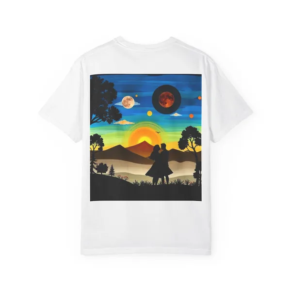 Romantic_Sunset_T_Shirt_Unisex_Summer_Tee_Couple_Gift_Relationship_Keepsake_Anniversary_Apparel_Outdoor_Lover_Shirt_Red